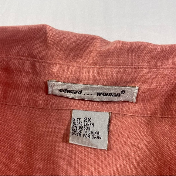 Edward Woman Linen Cardigan Top Women’s 2X Button down long sleeve Top shirt - Picture 2 of 9